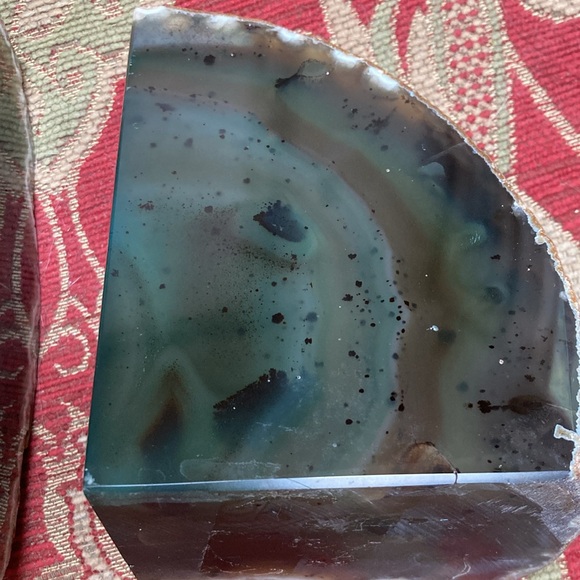 Brazilian Agate Geode green bookends set of 2 - Picture 4 of 8